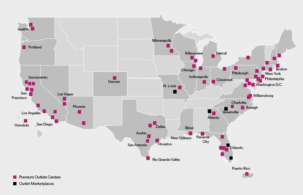 Premium Outlet Usa Map