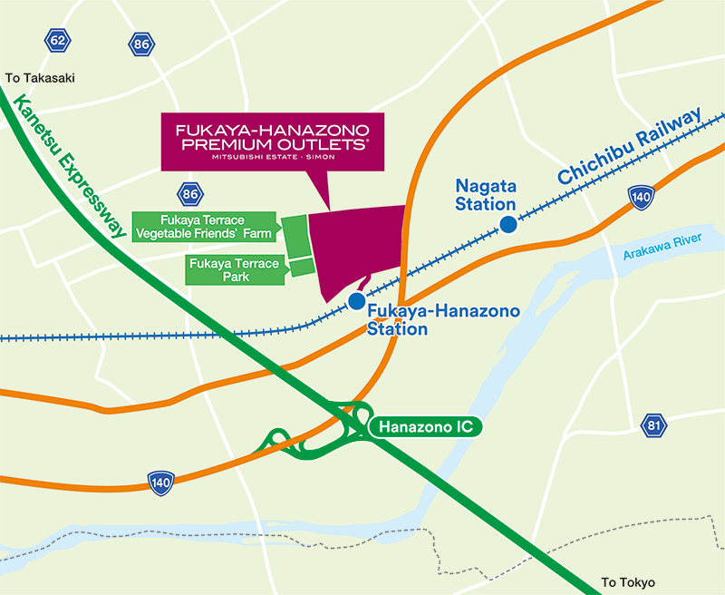 FUKAYA-HANAZONO PREMIUM OUTLETS® Access Map