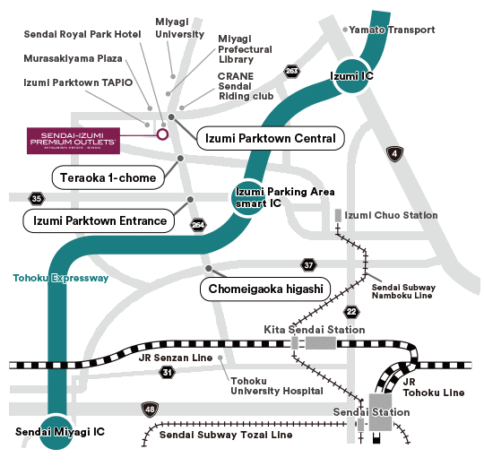 SENDAI-IZUMI PREMIUM OUTLETS® Access Map