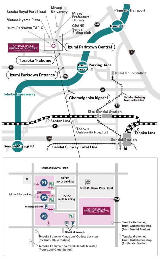 SENDAI-IZUMI PREMIUM OUTLETS® Access Map