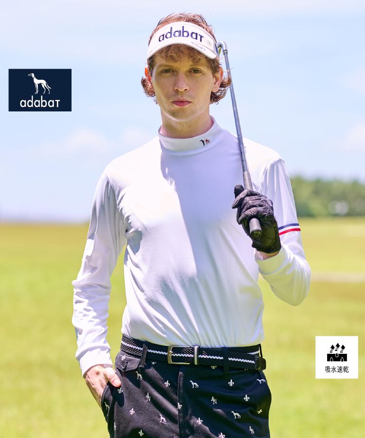 新レーベル ADABAT NAVY】吸水速乾 マルチインナーモックネックT