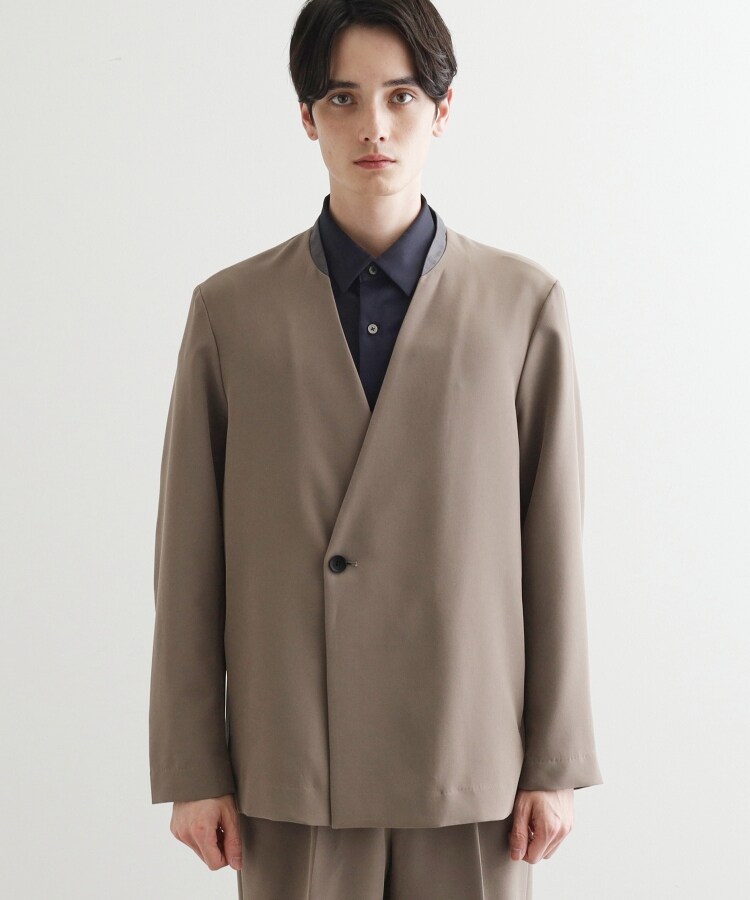 新品未使用タグ付き GLIMCLAP ノーカラージャケット ストレッチ素材